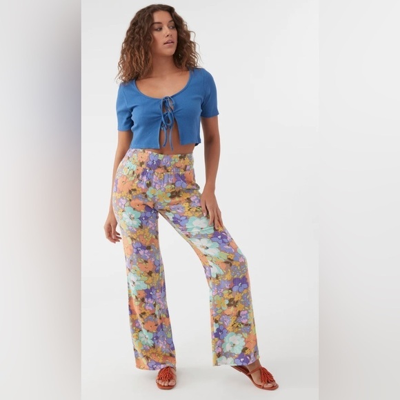 🔆O’Neill🔆 JOHNNY SAMI FLORAL BEACH PANTS WIDE LEG Elastic waist vacation - Picture 3 of 14